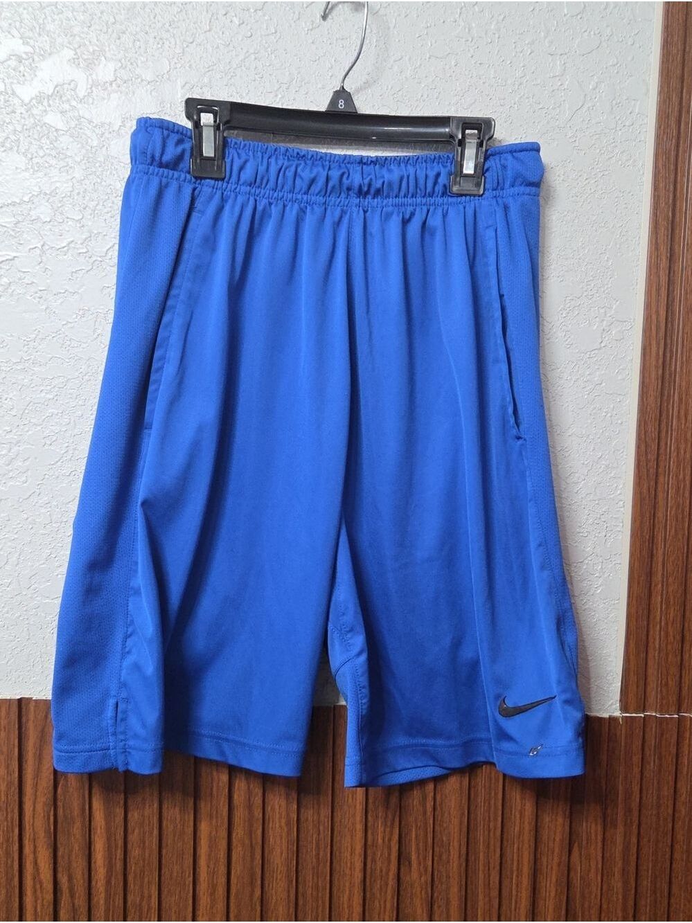 Nike Men’s Athletic Shorts in Bright Blue with Black Swoosh Sz Small [1936]